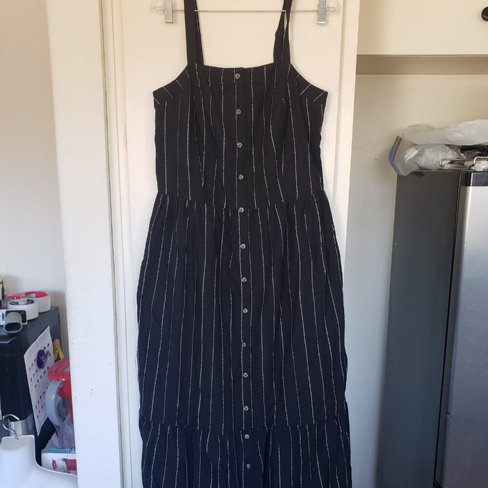 City Chic Black Dress with Cream Stripes Size S